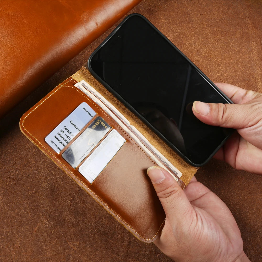Leather Flip Case For Iphone 17 Pro Max 16 15Pro 16Pro 14Pro 13 12  Card Slot Phone Case