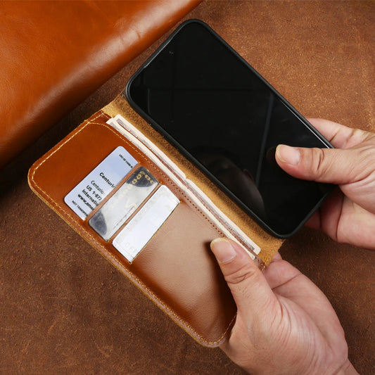 Leather Flip Case For Iphone 17 Pro Max 16 15Pro 16Pro 14Pro 13 12  Card Slot Phone Case