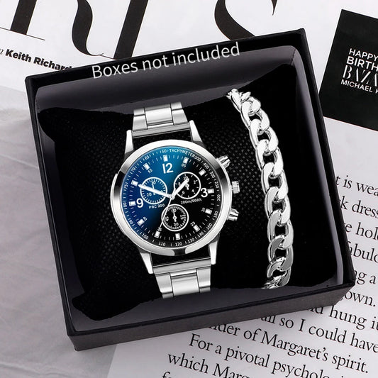 Men's Steel Band Quartz Watch with Bracelet