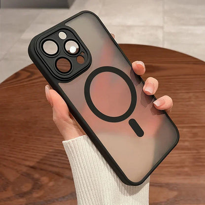 Magnetic Luxury Lens Protector Matte Translucent Case For iPhone 17 18 16 15 14 13 12 Pro Max