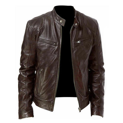 2026 Motorcycle Leather Jackets Man Casual Fashion Motorcycle Coat Slim Fit