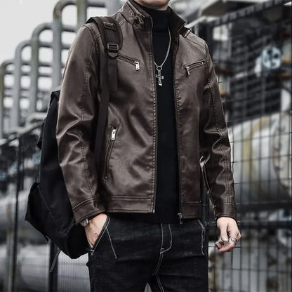 Men Leather Suit Jacket Men Slim Fit Short Coat Men Fashion Leather jacket