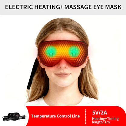 Electric Heated Massage Eye Mask - 3-Gear Vibration Timer Relieves Eye Fatigue from Overuse Reduces Dark Circles Aids Sleep