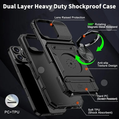 Case For iPhone 17 16 15 14 Pro Max 16 Plus Magnetic Rotated Ring