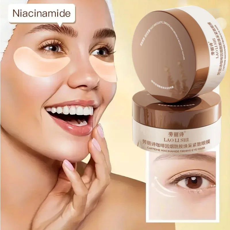 A Box of 60 Caffeine and Niacinamide Revitalizing and Firming Eye Masks, One Mask Can Be Used for the Entire Face, Releasing Eye Strain at Any Time
