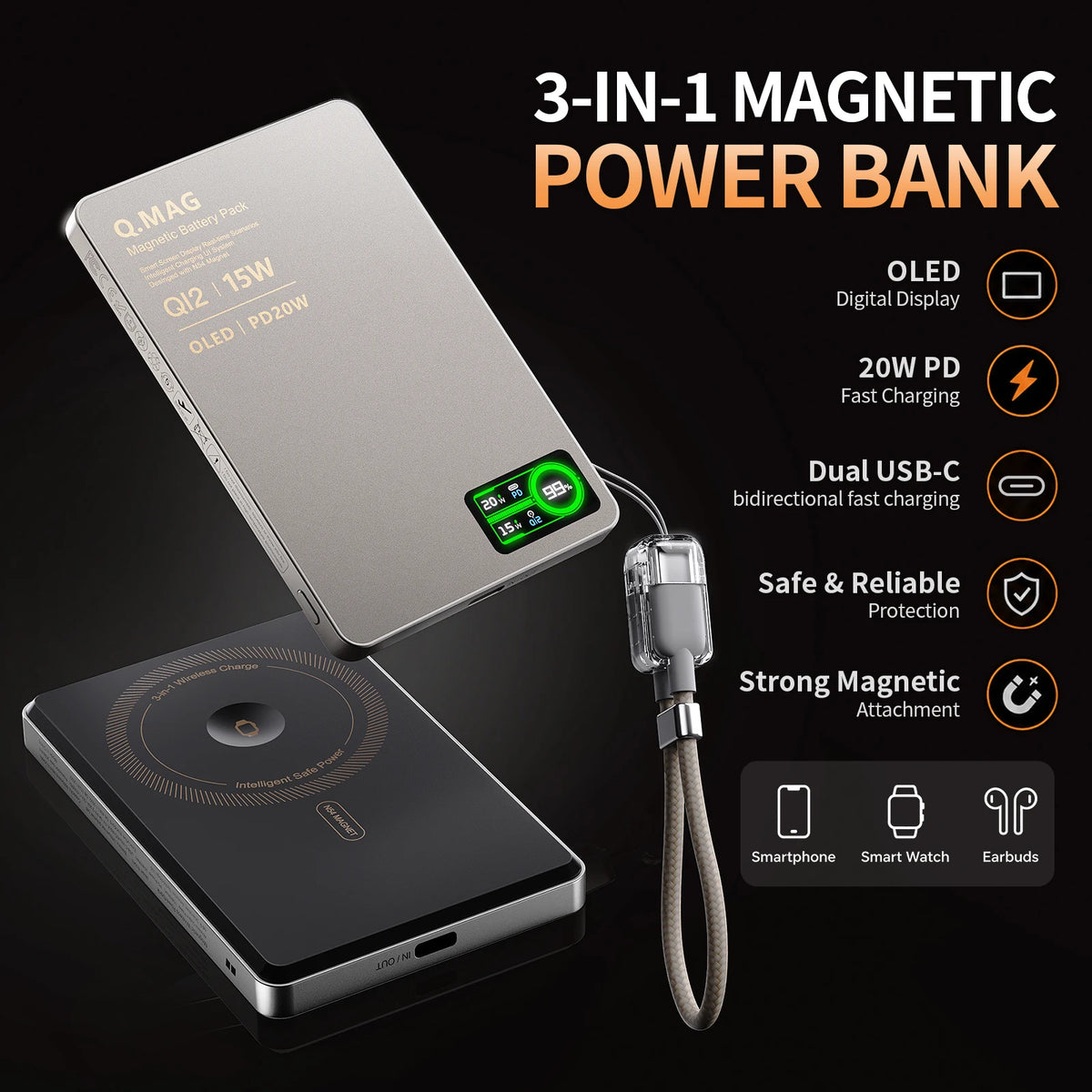 Wireless Magnetic Powerbank Fast Charing