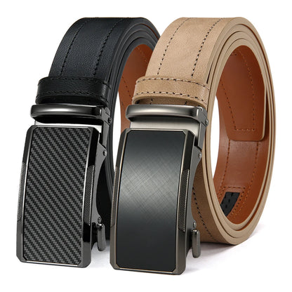 New Business Men's Alloy Square Buckle Belt Men's Luxury Designer High Quality Leather