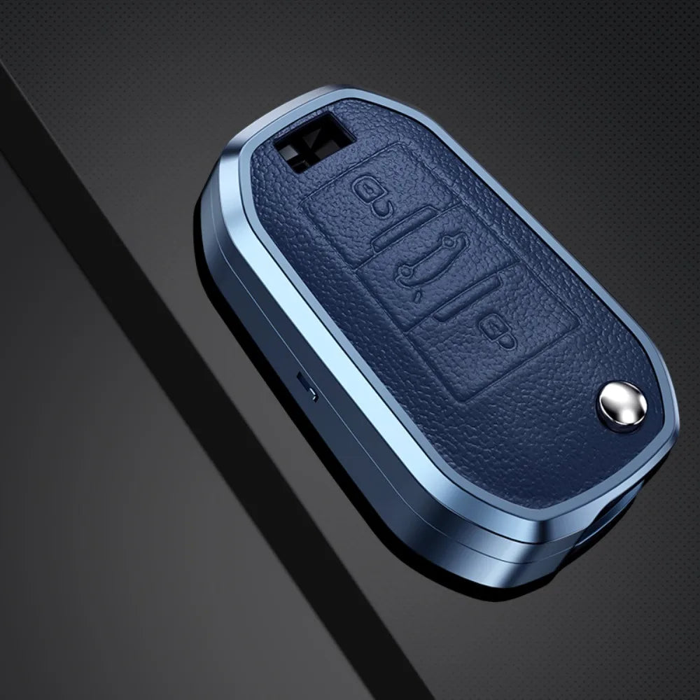 Alloy Leather Car Folding Key Case Full Cover