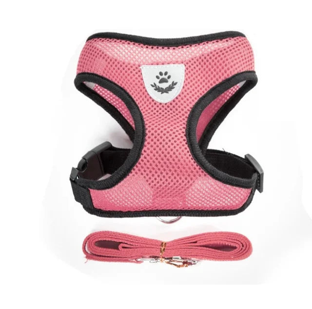 Cat Dog Harness with Lead Leash Adjustable Vest Polyester Mesh Breathable