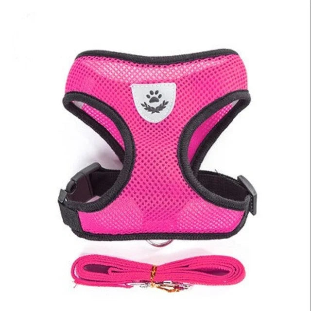 Cat Dog Harness with Lead Leash Adjustable Vest Polyester Mesh Breathable