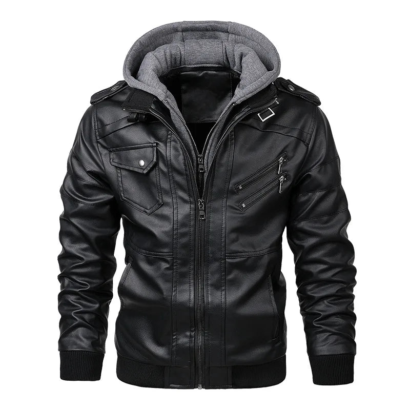 KB New Men's Leather Jackets Autumn Casual Motorcycle Biker Leather Coats