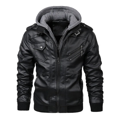 KB New Men's Leather Jackets Autumn Casual Motorcycle Biker Leather Coats