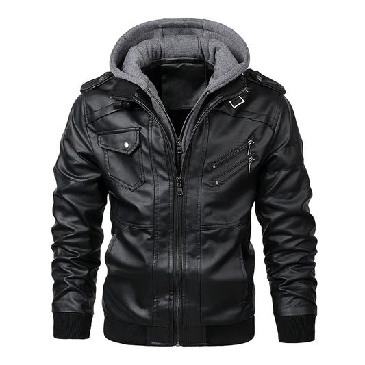KB New Men's Leather Jackets Autumn Casual Motorcycle Biker Leather Coats