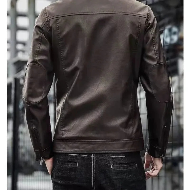 Men Leather Suit Jacket Men Slim Fit Short Coat Men Fashion Leather jacket