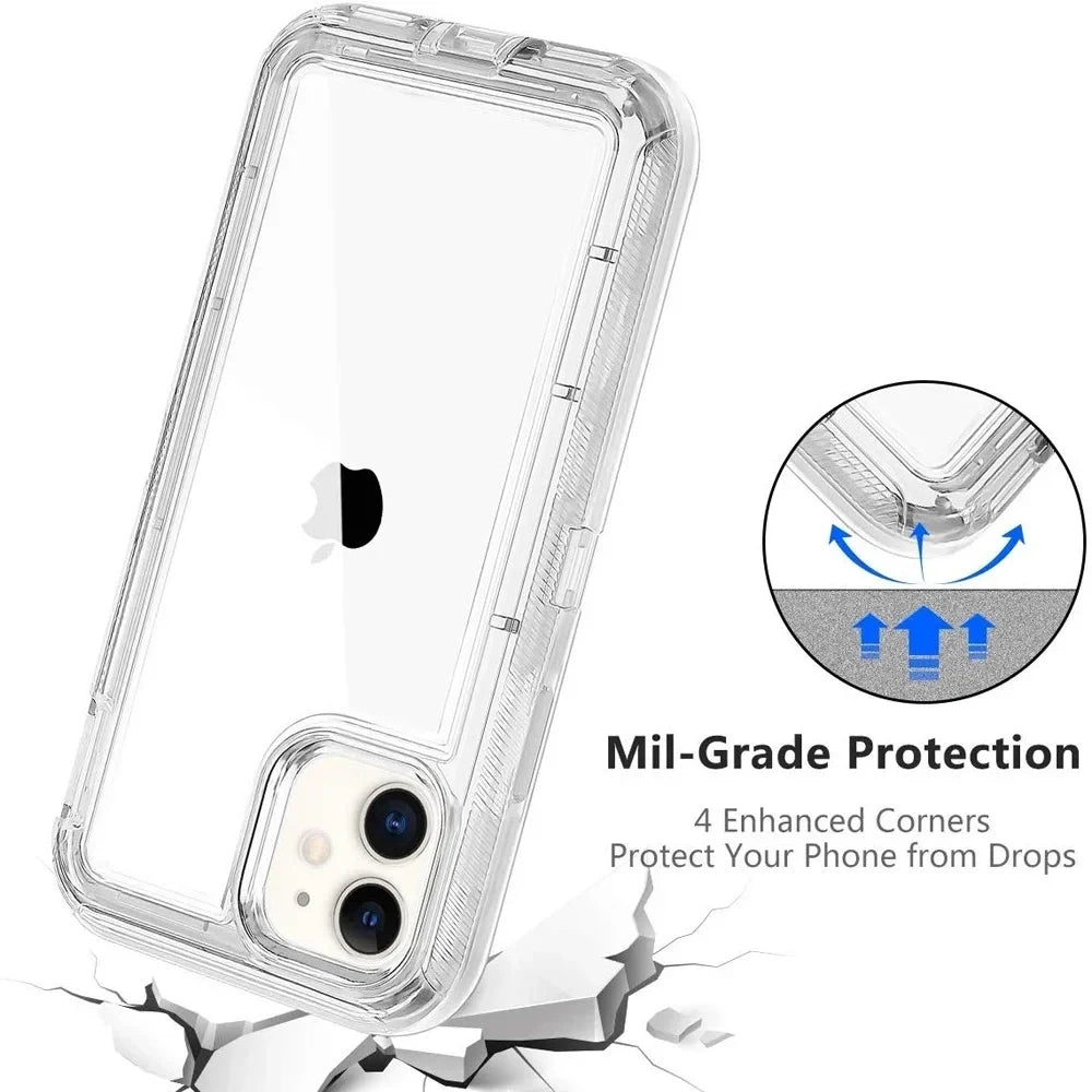 3 IN1 For iPhone 17 16E 15 14 16 PLUS 11 17 Pro MAX Armor Hard Cover
