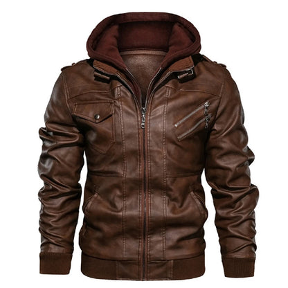 KB New Men's Leather Jackets Autumn Casual Motorcycle Biker Leather Coats