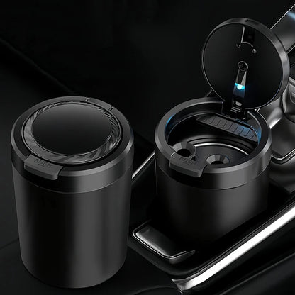 Car Ashtray With LED Light Universal Alloy Retardant Cigarette Holder Ash Tray