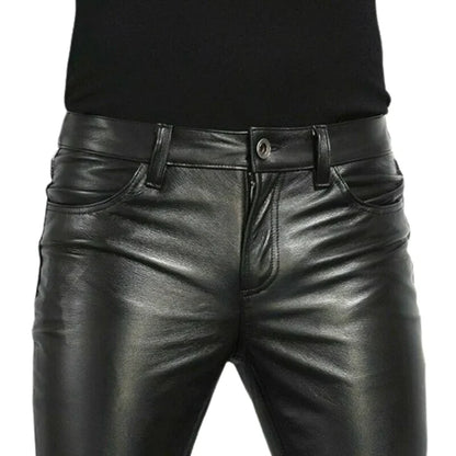 Leather Pants Men's Fashion Rock Style Night Club Dance Pants Men's Faux Leather Slim Fit