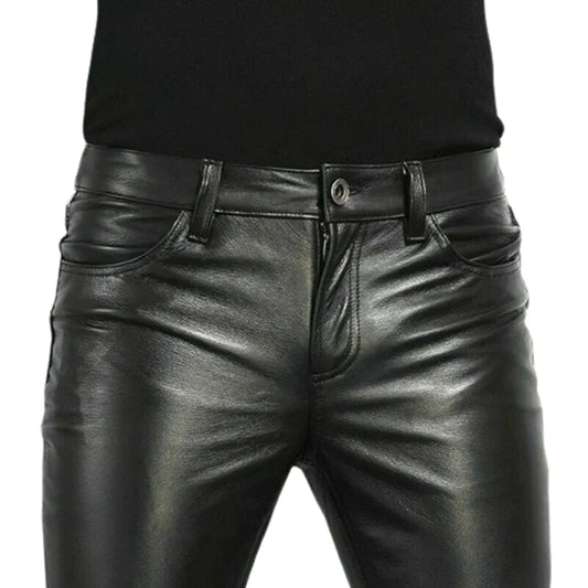 Leather Pants Men's Fashion Rock Style Night Club Dance Pants Men's Faux Leather Slim Fit