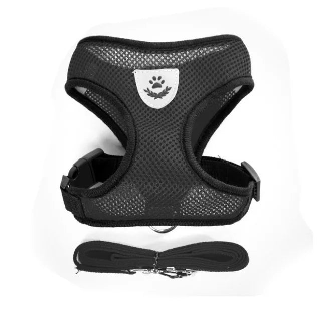 Cat Dog Harness with Lead Leash Adjustable Vest Polyester Mesh Breathable