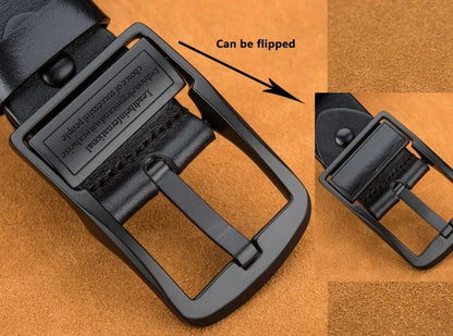 New Men's Leather Belt, Black Buckle, New Style and Fashionable