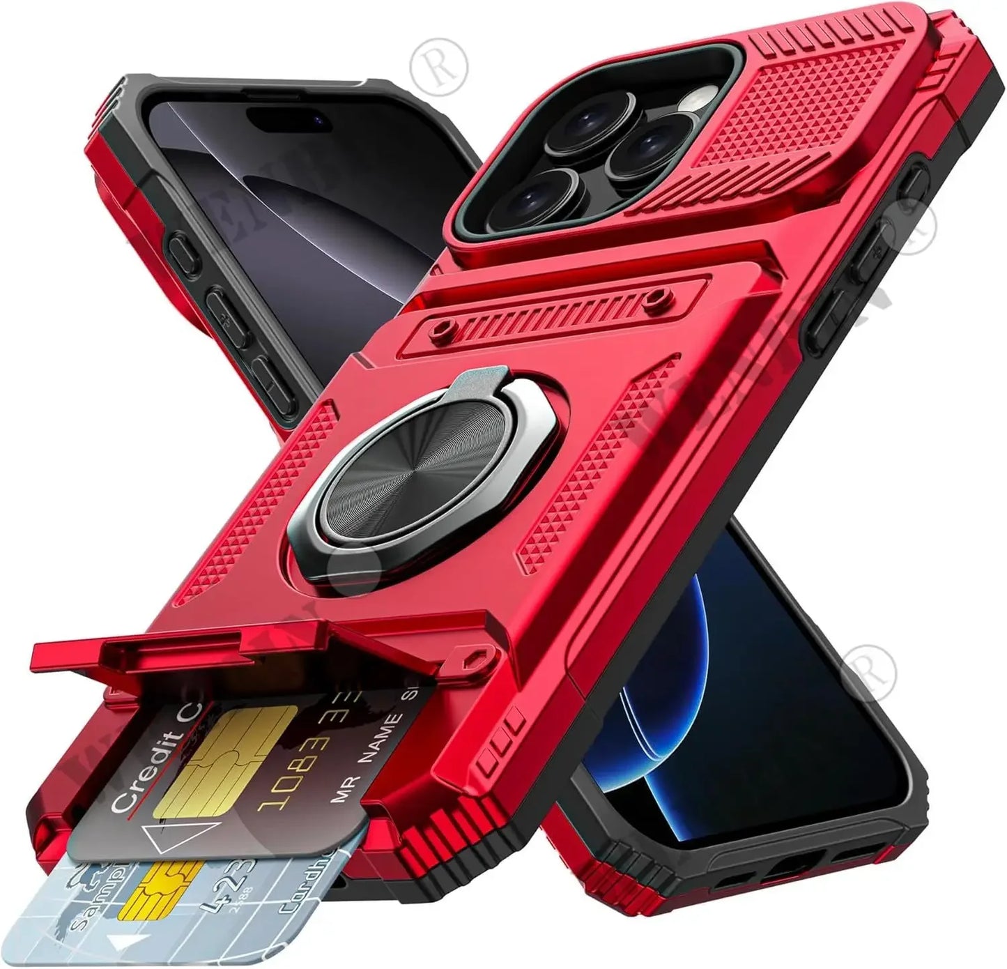 Case For iPhone 17 16 15 14 Pro Max 16 Plus Magnetic Rotated Ring