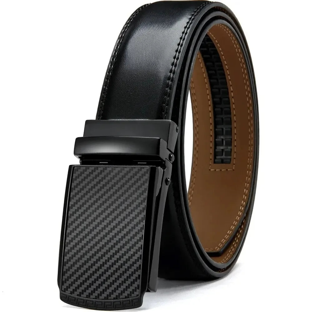 Original Genuine Leather Cowhide Belt for Men - Adjustable Automatic Buckle