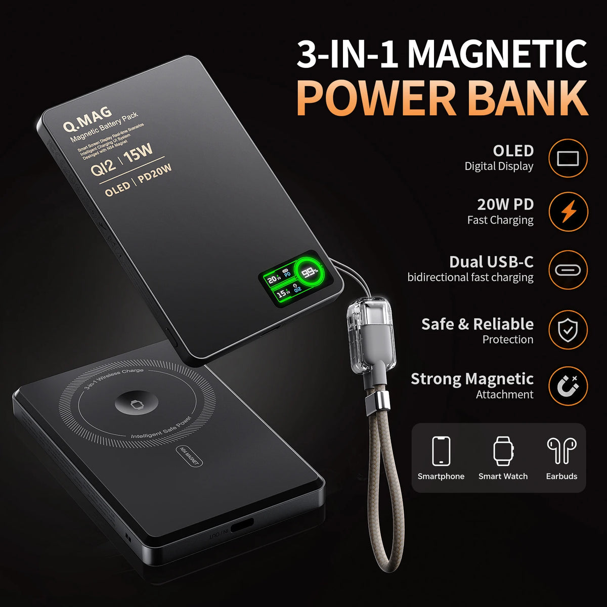Wireless Magnetic Powerbank Fast Charing