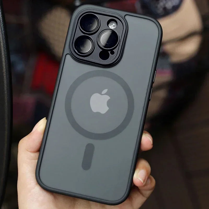Magnetic Luxury Lens Protector Matte Translucent Case For iPhone 17 18 16 15 14 13 12 Pro Max