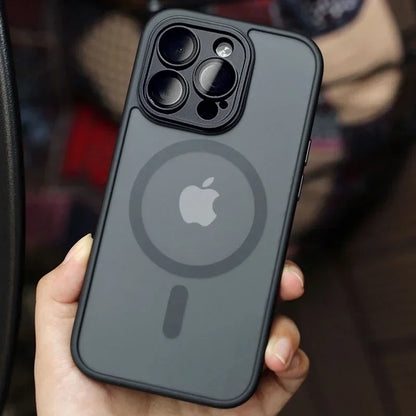 Magnetic Luxury Lens Protector Matte Translucent Case For iPhone 17 18 16 15 14 13 12 Pro Max
