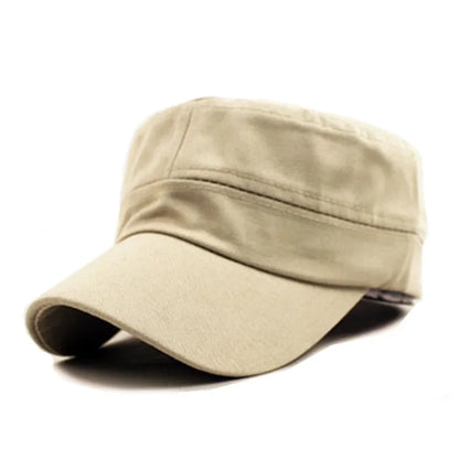 Military Hat for Men Women Summer Outdoor Breathable Flat Top Light Sun Protection Cap