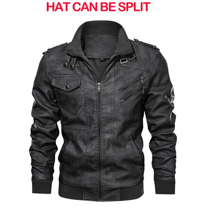 KB New Men's Leather Jackets Autumn Casual Motorcycle Biker Leather Coats
