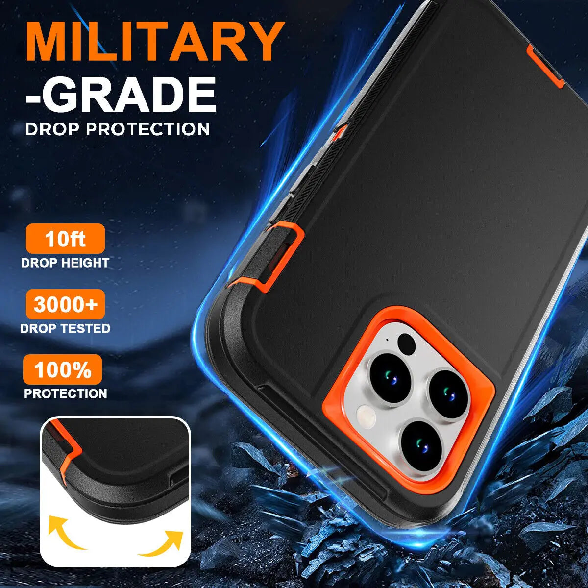 Heavy Duty Shockproof Defend Case For iPhone 17, 16 15 14 13 12 11 Pro Max