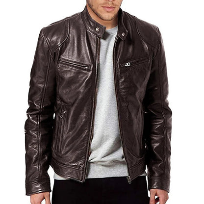 2026 Motorcycle Leather Jackets Man Casual Fashion Motorcycle Coat Slim Fit