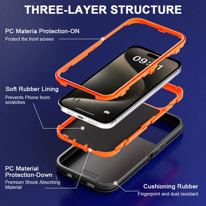 Heavy Duty Shockproof Defend Case For iPhone 17, 16 15 14 13 12 11 Pro Max