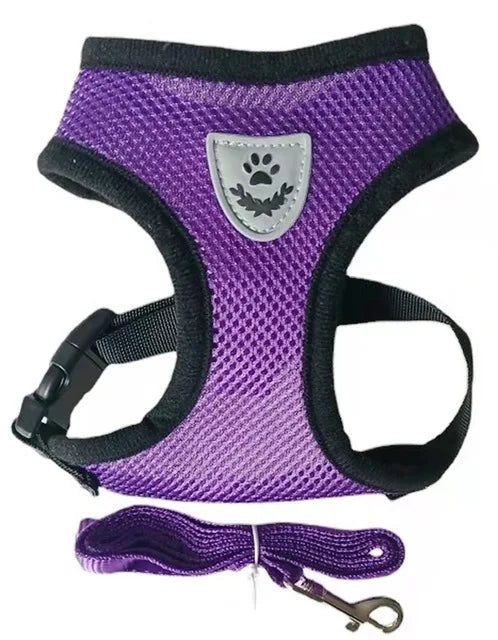 Cat Dog Harness with Lead Leash Adjustable Vest Polyester Mesh Breathable