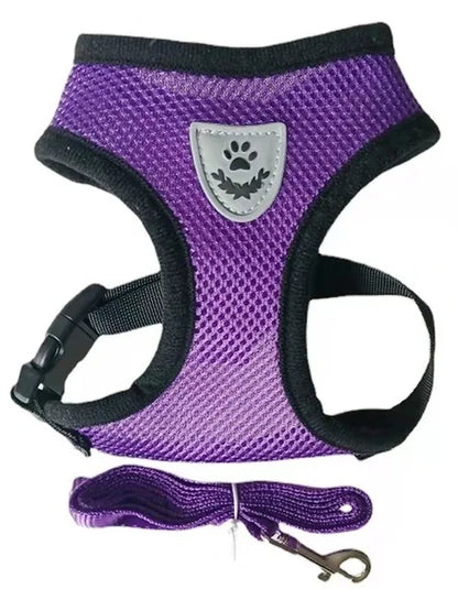 Cat Dog Harness with Lead Leash Adjustable Vest Polyester Mesh Breathable