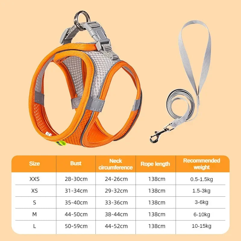 Cats Dog Accessories Small Dog Collar Safety Vest Pet Chest Rope Dogs Cover Breathable
