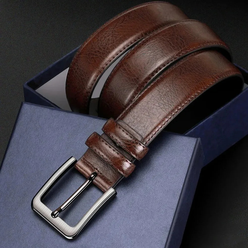 2pcs High Quality Leather Men's Belt for Casual and Business