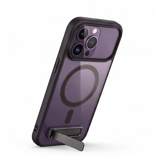 Clear Black Magnetic Cover with Foldable Stand for iPhone 17 11 13 Series 14 16 15 Pro Max 12 Mini Anti Yellow Case Cover Slim