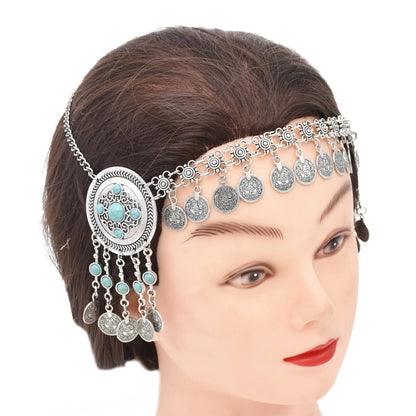 Vintage Coins Headband Head Chains Headpiece Afghan Turkish Charms Female Hair Jewelry