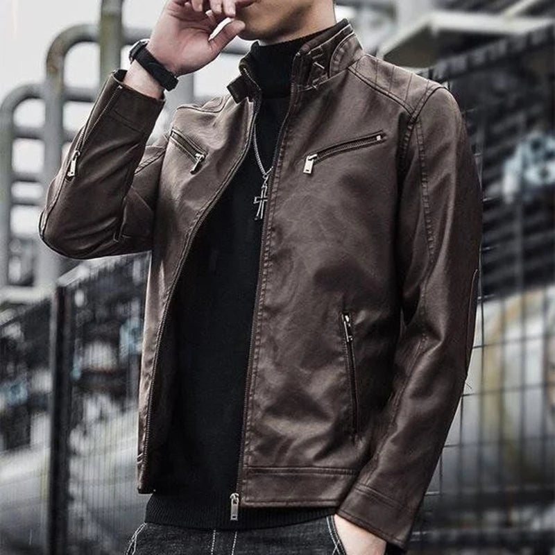 Men Leather Suit Jacket Men Slim Fit Short Coat Men Fashion Leather jacket