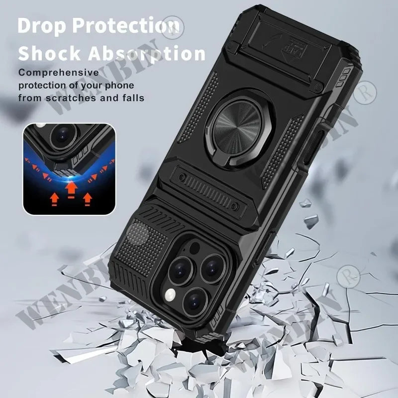 Case For iPhone 17 16 15 14 Pro Max 16 Plus Magnetic Rotated Ring