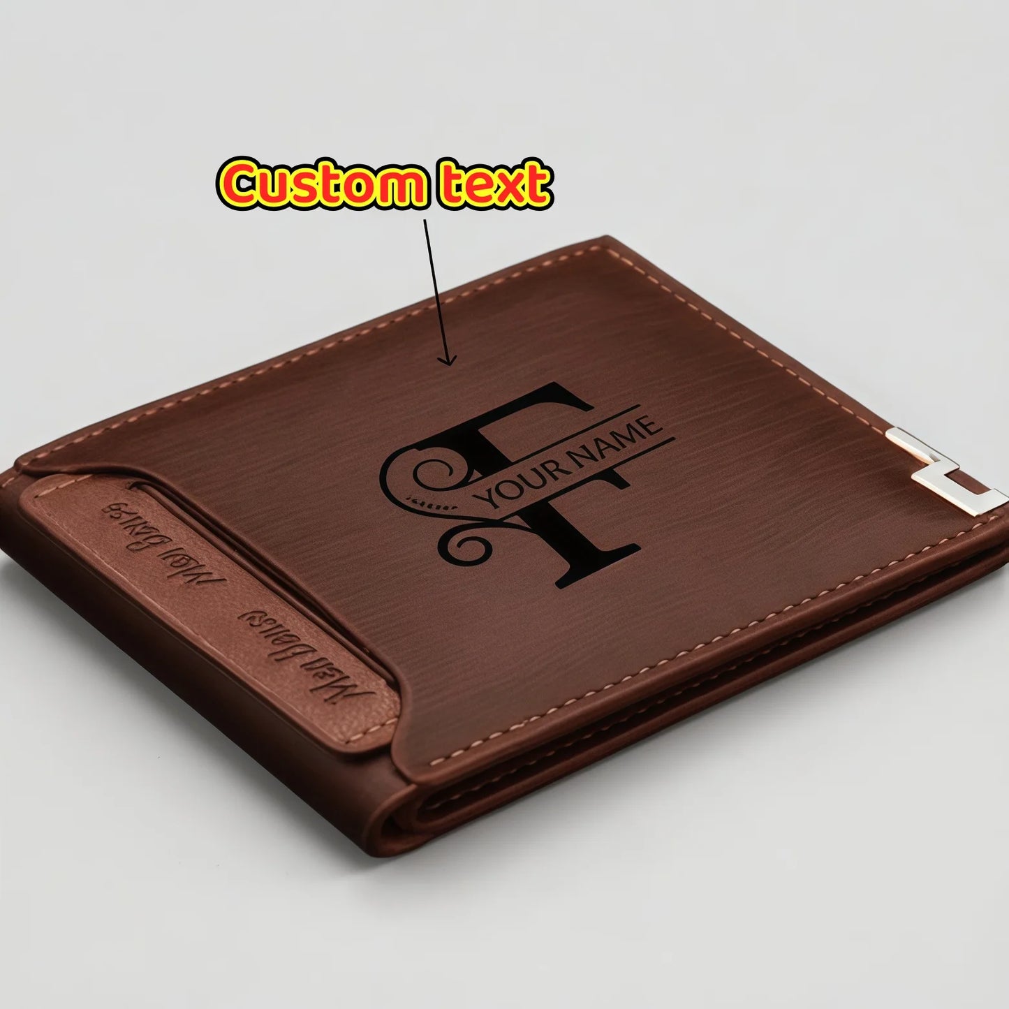 Personalized Wallet for Men Custom Wallets Leather Wallet Bifold Custom Gifts for Dad/Husband