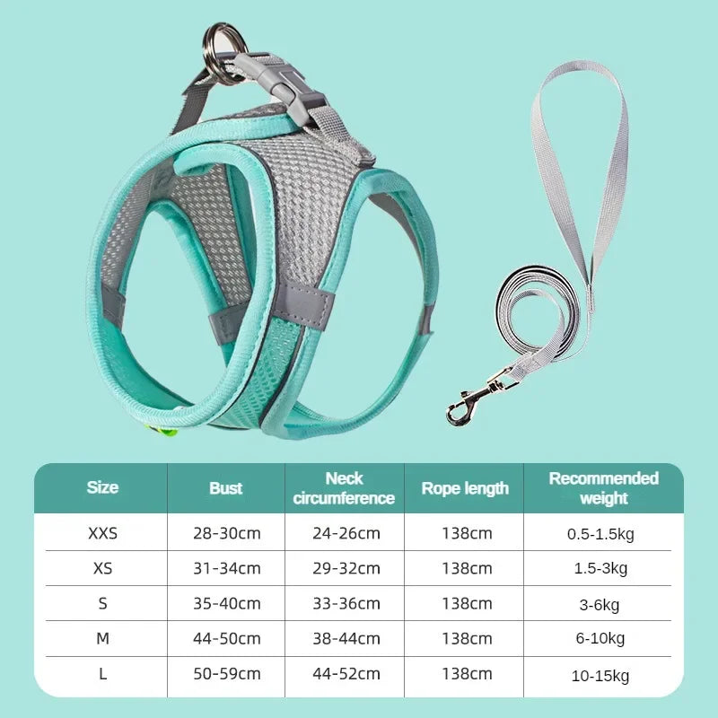 Cats Dog Accessories Small Dog Collar Safety Vest Pet Chest Rope Dogs Cover Breathable