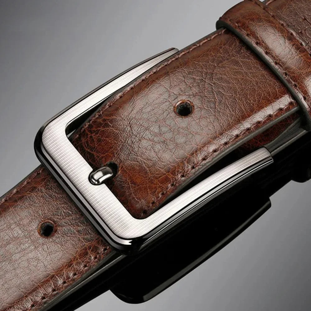 2pcs High Quality Leather Men's Belt for Casual and Business
