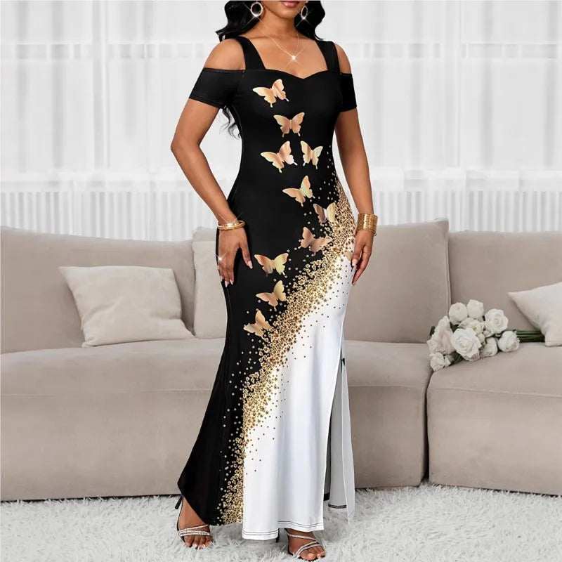 Slit Dress Vestidos Dresses 2026 Woman Women's Clothing Butterfly Printed