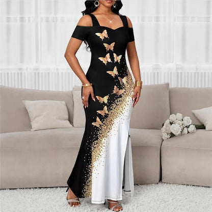 Slit Dress Vestidos Dresses 2026 Woman Women's Clothing Butterfly Printed