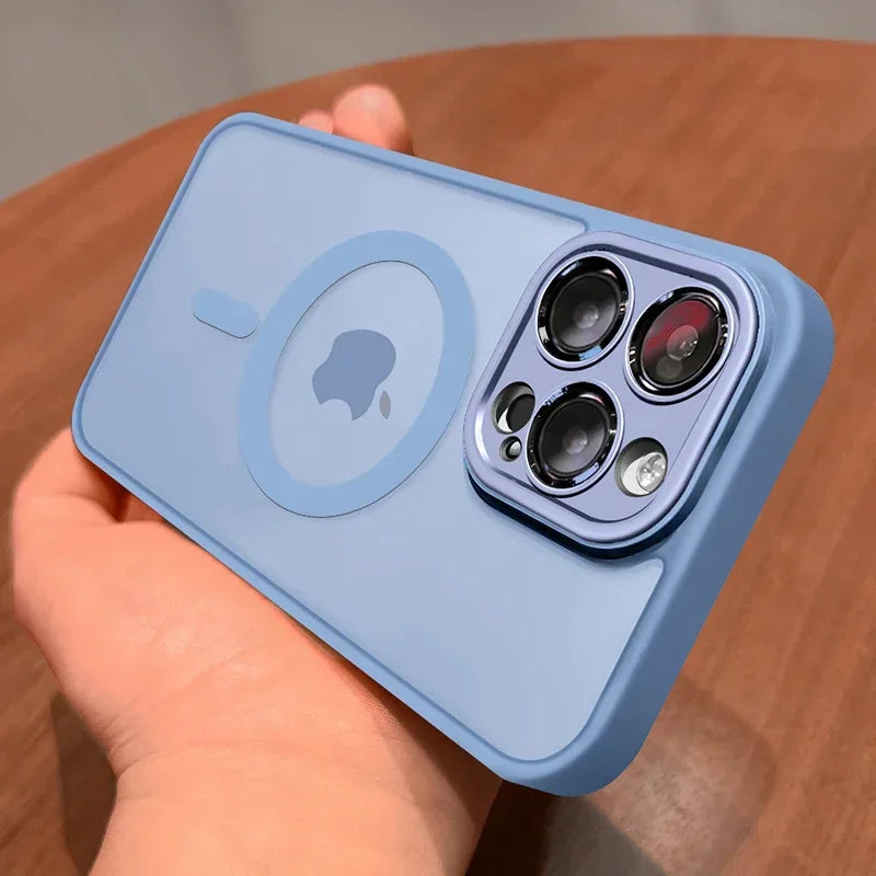 Magnetic Luxury Lens Protector Matte Translucent Case For iPhone 17 18 16 15 14 13 12 Pro Max