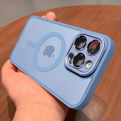 Magnetic Luxury Lens Protector Matte Translucent Case For iPhone 17 18 16 15 14 13 12 Pro Max